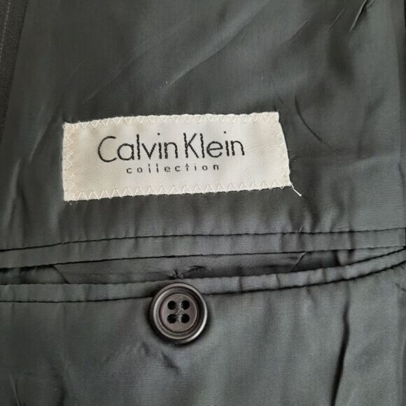 CALVIN KLEIN Italy Wool Blend Blazer Jacket Pin-Stripe Black Men's Sz 40 S - Picture 12 of 14